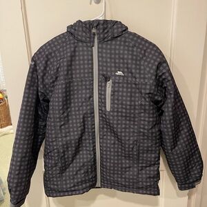 Trespass Charcoal Checkered Outdoor Ski Snowboard Jacket Kids Size 11/12